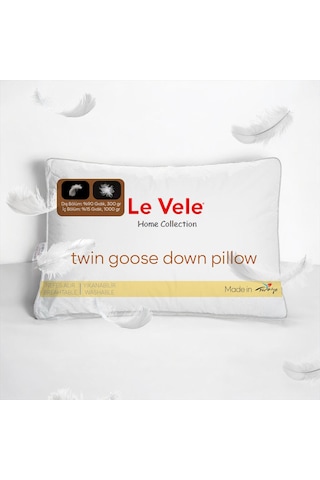 Le Vele İkiz Kaz Tüyü Körüklü Yastık - 50x70 Cm - Beyaz Beyaz