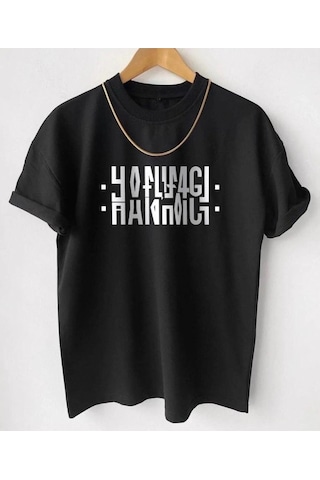 Hırsch Erkek Siyah Oversize Hanımcı Baskılı T-shirt SIYAH
