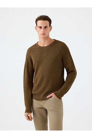Regular Fit Erkek Kazak Camel