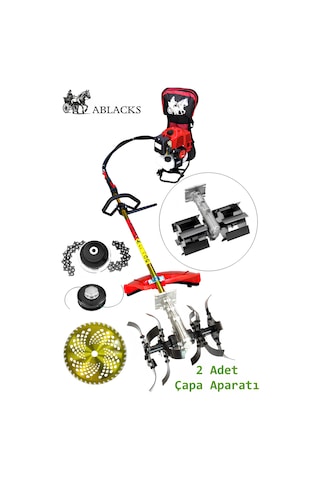 Ablacks C-52 Sırt Tırpan + Toprak Çapalama Aparatı 2 Adet Çapa + Zincirli Başlık
