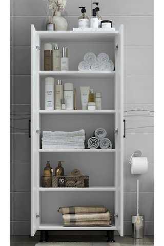 Teo Banyo Çok Amaçlı Dolap 5 Bölmeli Beyaz