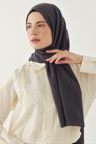 Mirsoy Scarf Düz Pamuk Şal - Antrasit Antrasit