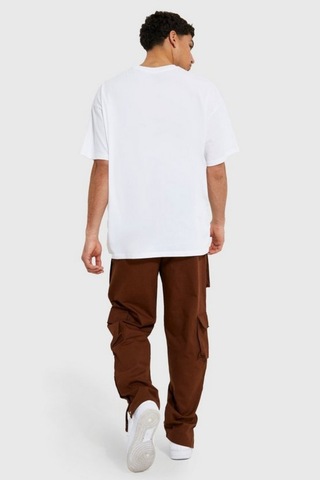 Prtnc Protonic Erkek Oversize Beyaz T-shirt Montain Baskılı %100 Pamuk Kalın Dokulu Çok Renkli