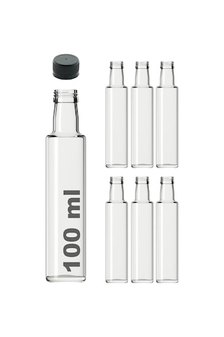 Şeffaf 100 Ml Sızdırmaz Kapaklı Boş Cam Şişe 6 Adet Sku: Smg8690010581136 Açık Gri