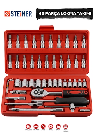 Steiner 46 Parça 1/4 Cırcırlı Anahtar Takımı Bits Uç Lokma Set