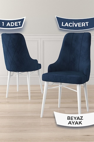 Canisa Concept Neta Serisi, 1.sınıf Babyface Kumaş Lacivert Sandalye, Beyaz Gürgen Ayak Sandalye Lacivert Ayakları Beyaz