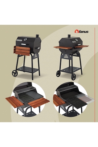 Fanus B50 Asansörlü Kömürlü Barbekü Mangal Döküm Izgaralı