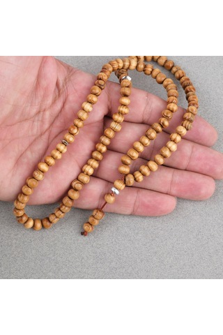 Şimşir Ağacı Vernikli 99luk Tekerlek Kesim 7x5mm Tesbih Açık Kahverengi