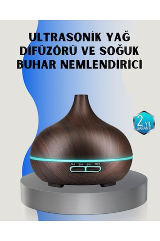 Ultrasonik Hava Nemlendirici 550 Ml, Sessiz, 7 Renkli Led, Zamanlayıcı, Otomatik Kapanma Ve Aromaterapi - Mh-hs9144-8826