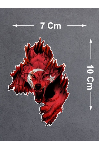 Kurt Gökbörü Ay Yıldızlı Kurt Sticker - Türk Gökbörü Börü Göktük Turan Sticker - 00244 10x7 Cm