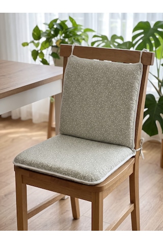Bahçe Balkon Mutfak Kreş Sandalye Minderi Fermuarlı 40x40 6 Adet Yeşil Çiçekli 5 Cm Gri Sünger Yeşil - Beyaz