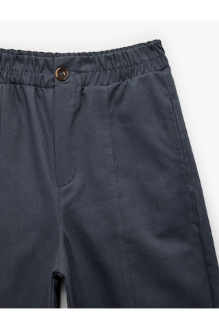 Koton Pamuklu Beli Lastikli Oversize Gabardin Pantolon Mavi 7wkb40014tw