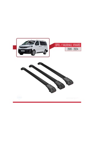 Opel / Vauxhall Vivaro 2019 Ve Sonrası İle Uyumlu Ace-1 Ara Atkı Tavan Barı Siyah 3 Adet Bar
