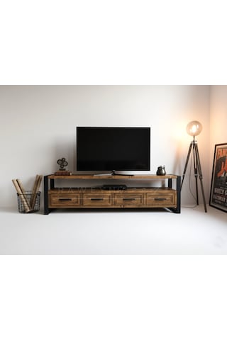 Raweyn Bell Doğal Ahşap Tv Ünitesi - 220cm Ceviz