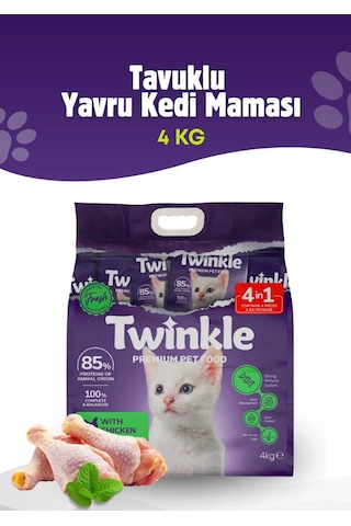 Twinkle Yavru Kediler İçin Tavuklu Tam Ve Dengeli Kedi Maması 4 Kg