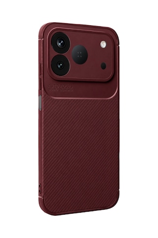 Tecno Spark 50 4g Kılıf Karbon Silikon Case Bordo