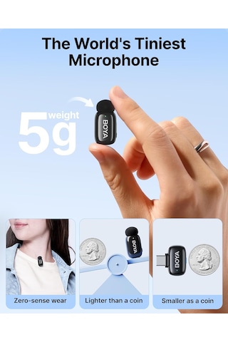 Boya Mini-17 1tx+1rx Android/tablet/pc İçin Gürültü Engelleyicili Kablosuz Yaka Mikrofonu Type-c