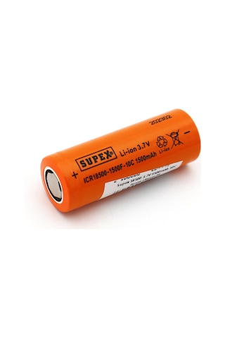 Supex 18500 3.7 Volt 1500ma 10c Düz Kafa Pil