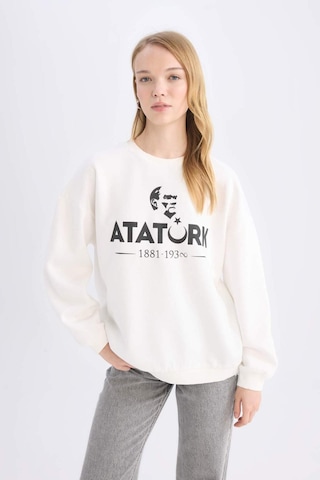 DeFacto Oversize Geniş Kalıp Bisiklet Yaka Atatürk Baskılı Sweatshirt E5447AX24WNWT32
