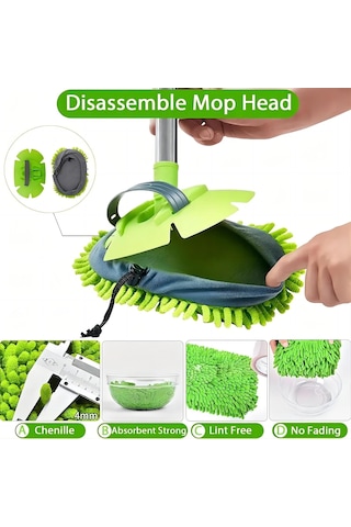 Hannah Mikrofiber Araba Yıkama Fırçası Mop Paspas Temizleme Uzun Saplı Detaylı Çiziksiz