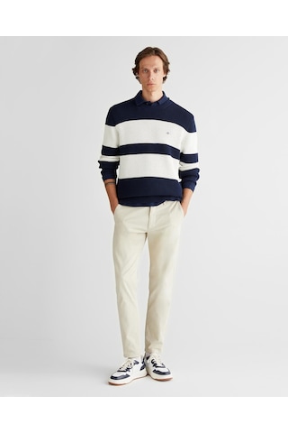 Gant Erkek Regular Fit Lacivert Çizgili Pamuklu Triko Kazak-10542 Lacivert