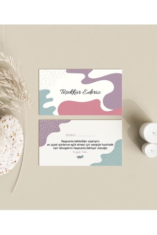 Çift Yön Çiçek Teşekkür Kartı Thank You Cart Pytktskk24