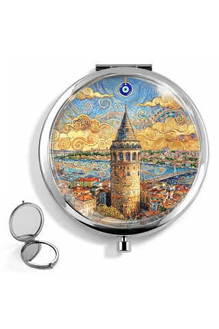 Makyaj Aynası Galata Kulesi İstanbul Tasarımlı El Aynası Cep Aynası Kişiye Özel Hazırlanabilir Yuvarlak Seyahat Aynası Çok Renkli Makyaj Aynası Galata Kulesi İstanbul Tasarımlı El Aynası Cep Aynası Kişiye Özel Hazırlanabilir Yuvarlak Seyahat Aynası Çok Renkli