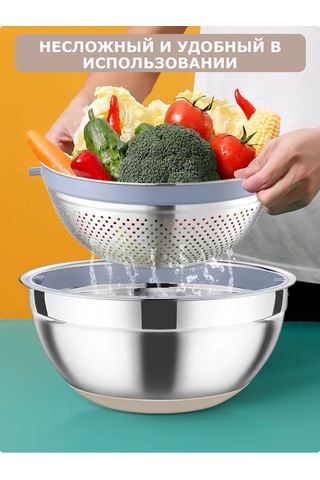 Teamfar Paslanmaz Çelikle Mutfak İçin Süzgeçli Ve Rendeli Kase Seti 303772980