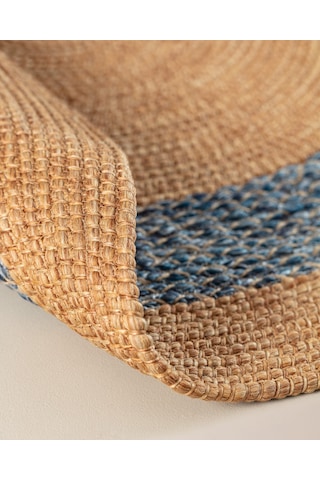 Madame Coco Vernal Yuvarlak Kilim - Naturel/mavi - 100 Cm 8684427222683 Çok Renkli