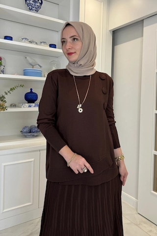 Rabia Şamlı Rana Triko Takım Acı Kahve Normal