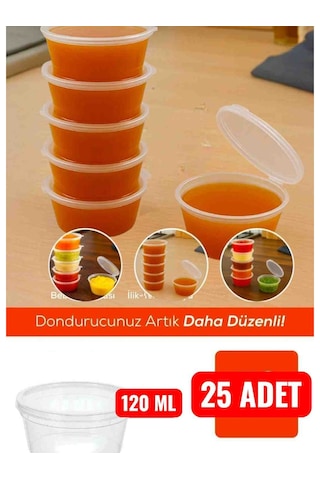 25 Adet 120 Cc Kapaklı,sızdırmaz,tekrar Kullanılabilen Sos Kabı,et Suyu Kabı,saklama Kabı Şeffaf