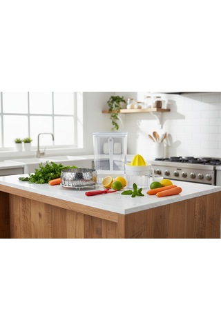 Ludıa Narenciye Sıkacağı,sebze Saklama Kabı,sebze Pişirici Ve Sebze Meyve Soyacağı 4 Lü Set Gri - Şeffaf