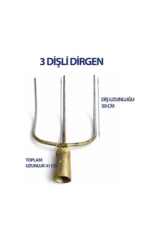 Profesyonel 3 Dişli Çelik Dirgen 42 Cm Dayanıklı Ve Ergonomik Tasarım