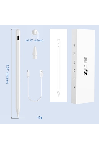 Kilifone - Dokunmatik Çizim Kalemi Pencil 17 Stylus Dokunmatik Tablet Kalemi - Beyaz - T36131