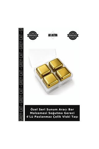 Özel Seri Sunum Aracı Bar Malzemesi Soğutma Gereci 4'lü Paslanmaz Çelik Viski Taşı
