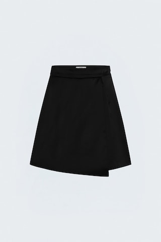 Sateen Saten Şort Etek - Siyah-137984
