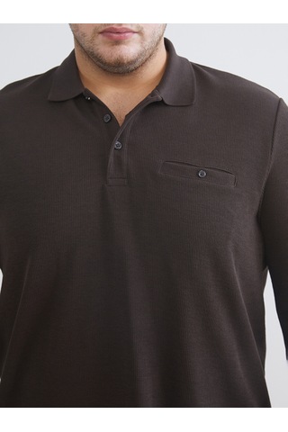 Lcwaıkıkı Classic Kahverengi Büyük Beden Polo Yaka Erkek Sweatshirt