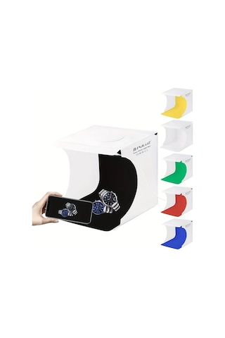 Willowhaven Beyaz 20 Led Mini Portatif Fotoğraf Stüdyosu 6 Renk Fon İle Ürün Çekimleri Beyaz