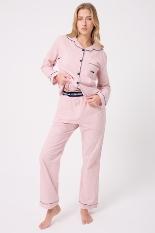 Lespadon Marısılk Seastrıpe Premium Dokuma Uzun Kollu Uzun Pantolonlu Kadın Pijama & Lounge Takımı-3188 Altın