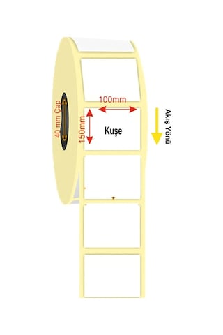 Barkod Etiketi Kuşe 100X150 250 Sarım 1 Rulo