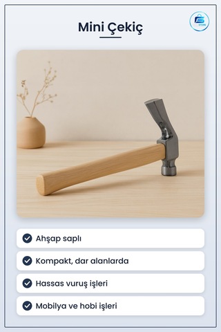 Mini Çekiç Ahşap Saplı Hassas Sandıkçı Tamir Atölye Hırdavat Alet