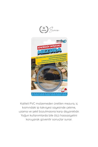 Mezura Yapışkanlı İp Takviyeli Terzi Mezurası 100 Cm Pvc Cetvel Şerit Ölçüm Bandı Kendinden Yapışan