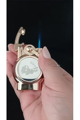 Lüks Metal Gövde Atatürk Figürlü Özel Tasarım Jet Alev Çakmak Çok Renkli