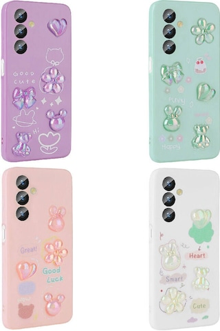 Galaxy M34 5g Kılıf Kabartma Figürlü Parlak Zore Toys Silikon Kapak Mor