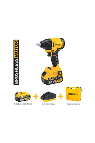 Sgs SGS5502 - 1/2 - 20 Volt 4 Amper 330 NM Çift Akülü Tork Akülü Darbeli Somun Sıkma Sökme Makine Seti