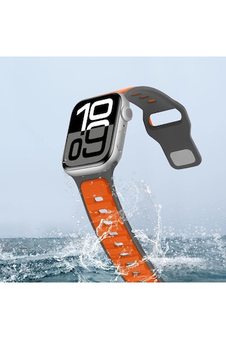 Apple Uyumlu Watch 42mm 44mm 45mm S10 46mm Ultra 49mm Çift Renkli Spor Silikon Kordon Nefes Alabilir