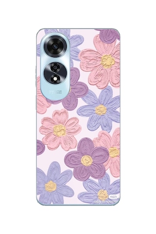 Oppo A60 Uyumlu Renkli Papatyalar Sulu Boya Baskılı Silikon Kılıf