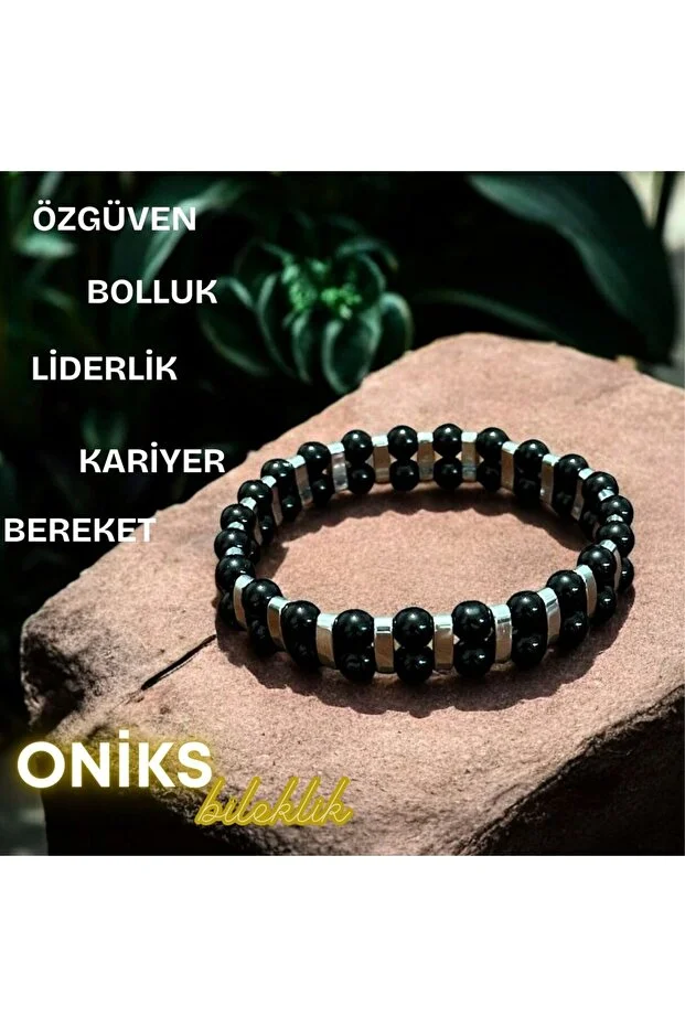 Özgüven Bilekliği - Oniks Gerçek Doğal Taş Siyah
