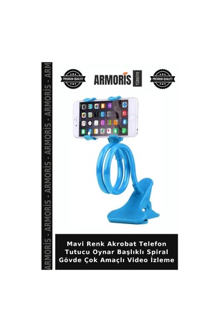 Mavi Renk Akrobat Telefon Tutucu Oynar Başlıklı Spiral Gövde Çok Amaçlı Video İzleme