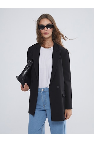 Lcw Modest Siyah Düğme Detaylı Kadın Blazer Ceket